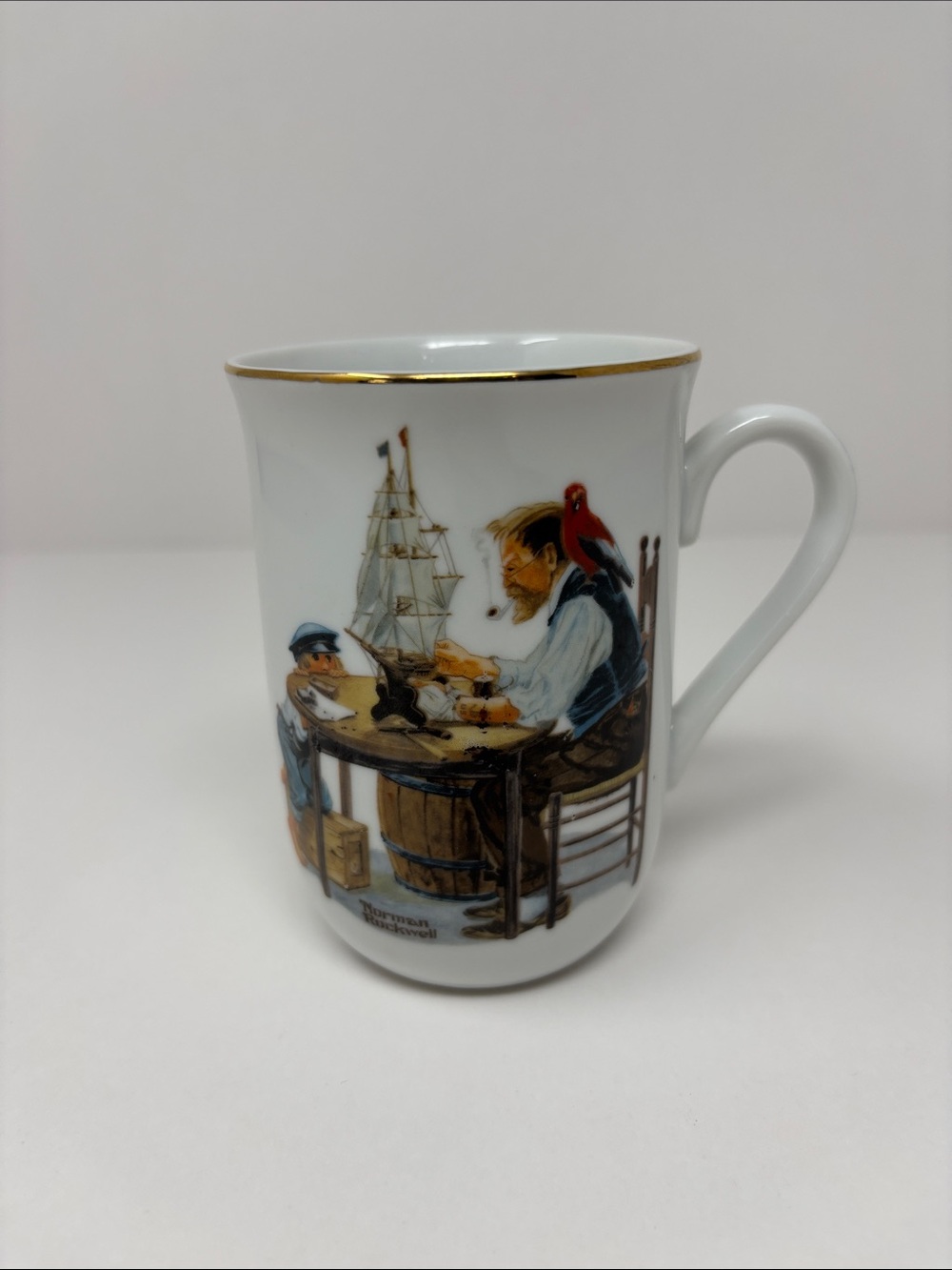 Norman Rockwell Museum Vintage 1982 White Porcelain Nautical Scene Mug